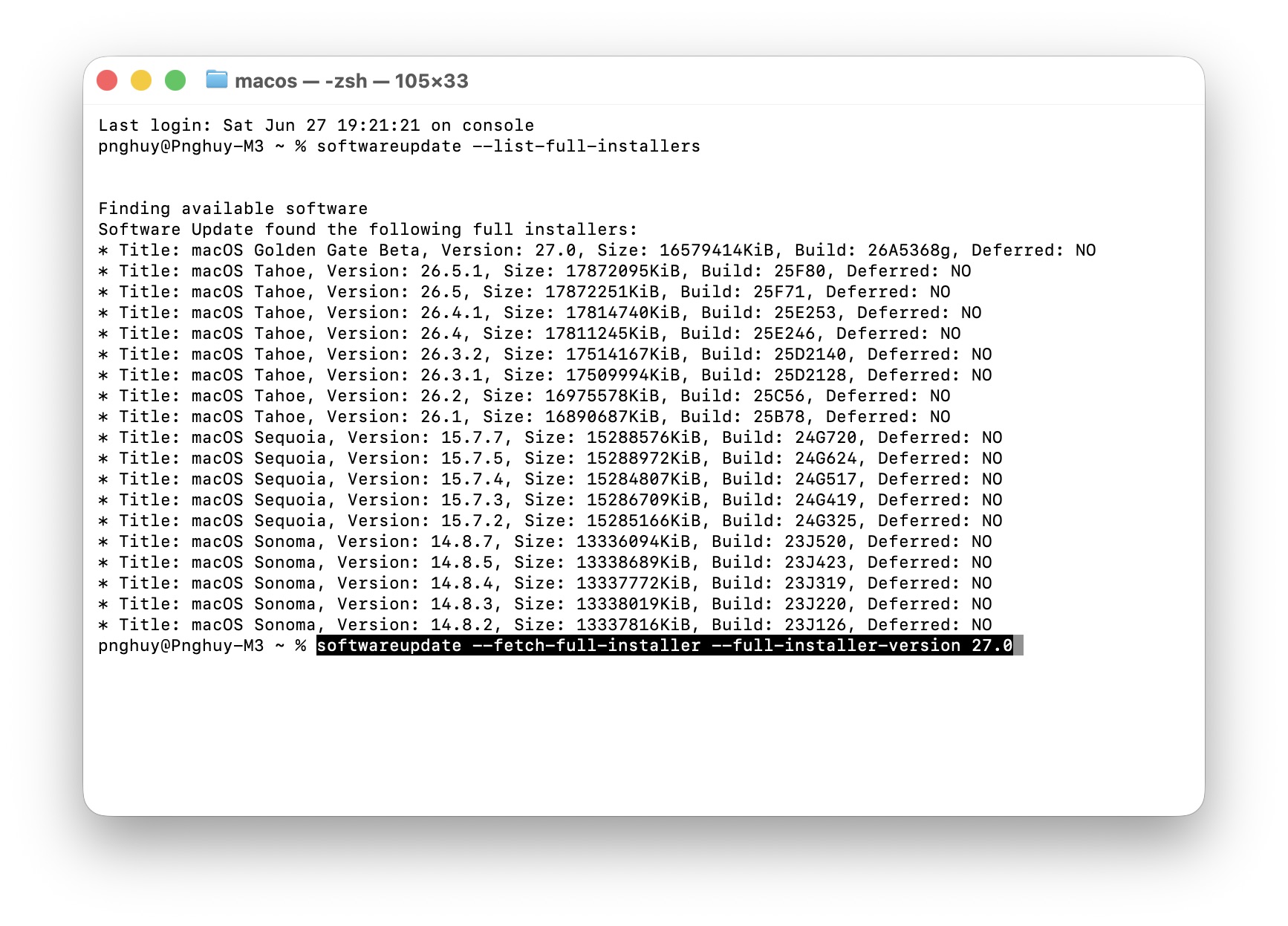 macOS Golden Gate 설치 USB 생성 지침